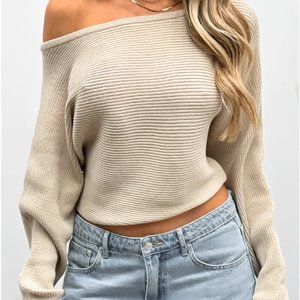 BRAND NEW XL White Fox Cover Me Up Knit Sweater in Oat